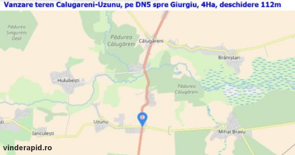 Vanzare teren intravilan Calugareni-Uzunu, , 4Ha, pe DN5 Giurgiu