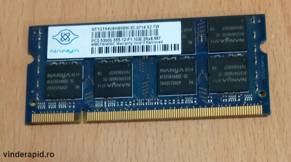 Vand Memorie RAM Laptop,Nanya 1 GB DDR2 Dual channel